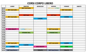 Orari dei corsi - Pilates Suite Napoli